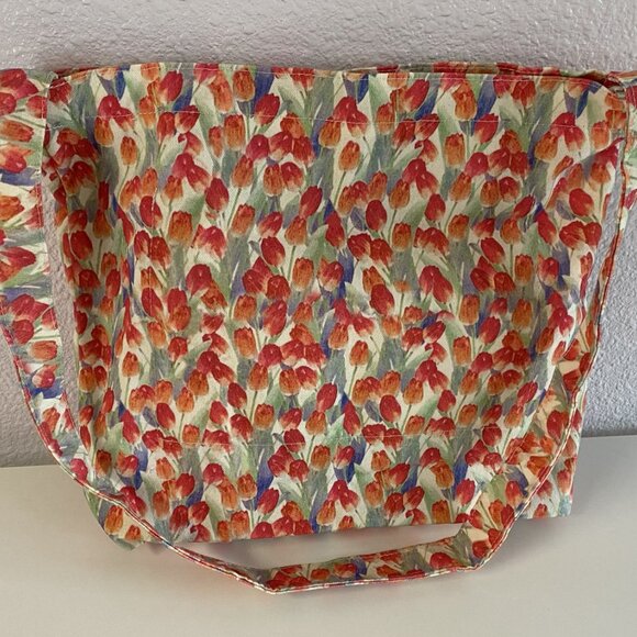 Beaguful Women's Aesthetic Hobo Bag – Retro Canvas Shoulder Crossbody, Red Tulip - Picture 2 of 5